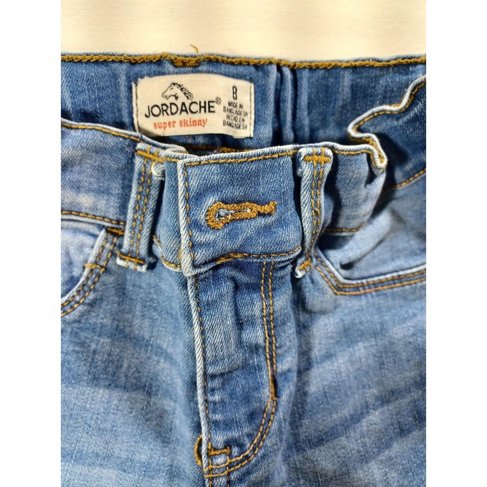 Jordache Jeans Girls 8 Blue Super Skinny Adjustable Waist Stretch Denim Faded - Picture 2 of 4